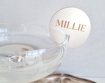 Personalised name wedding drink marker l Bridal shower drink tags l Modern name tags for cocktail l Reusable drink tag l Custom drink charms