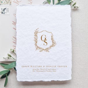 Luxury Foil- Stamped Save the Date l Elegant wedding invitations l vintage wedding l Fine art invites l custom wedding crest