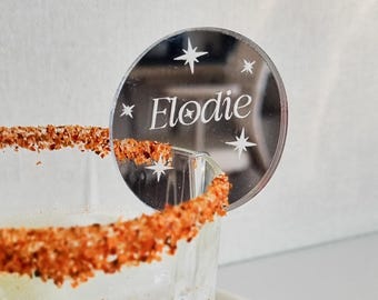 Star personalised name wedding drink marker l Bridal shower drink tags l Modern name tags for cocktail l Reusable drink tag