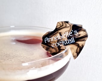 Organic wedding drink marker l Bridal shower drink tags l Modern name tags for cocktail l Reusable drink tag l Custom drink charms
