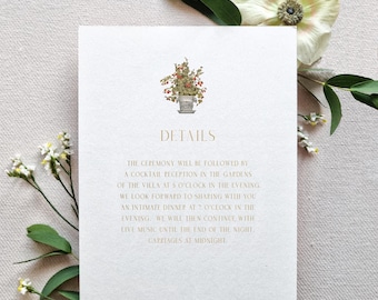 Floral Wedding Detail Cards | Personalised Insert