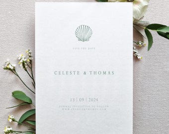Seashell Save the Date | Minimalist Coastal Wedding Invitation