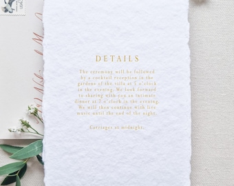 Custom wedding detail cards for invitations l Minimalist wedding detail cards l Wedding information cards l Foil print wedding Insert cards