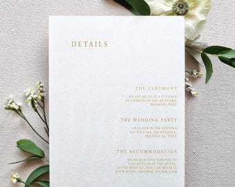 Elegant wedding insert card l Minimalist wedding detail card l Wedding enclosure cards l Wedding travel information card l Reception insert