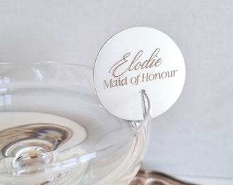 Bridal Party wedding drink marker l Bridal shower drink tags l Modern name tags for cocktail l Reusable drink tag l Custom drink charms