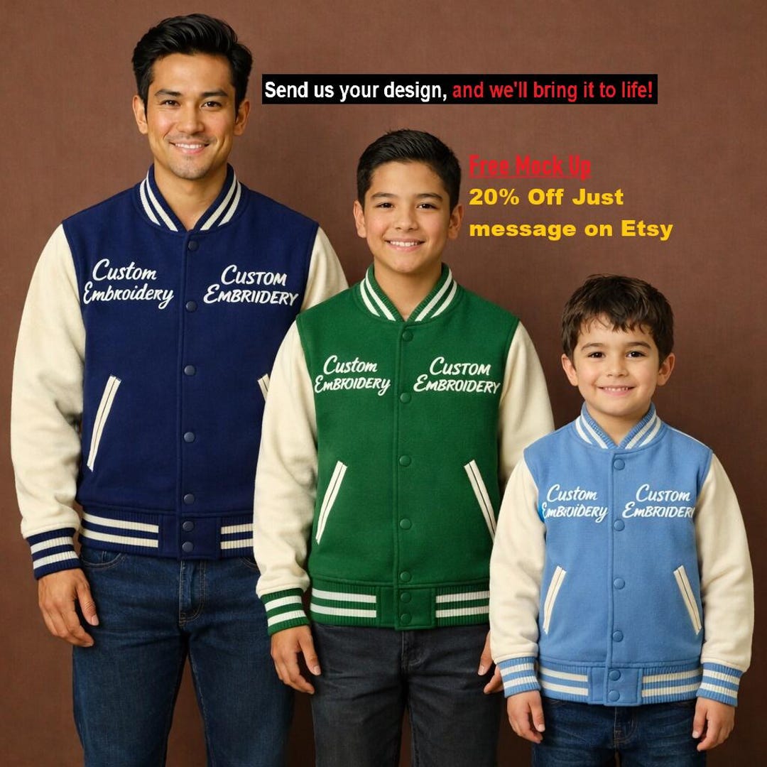 Custom Varsity Letterman Jacket Bundle - 5 Piece Set With Embroidery ...
