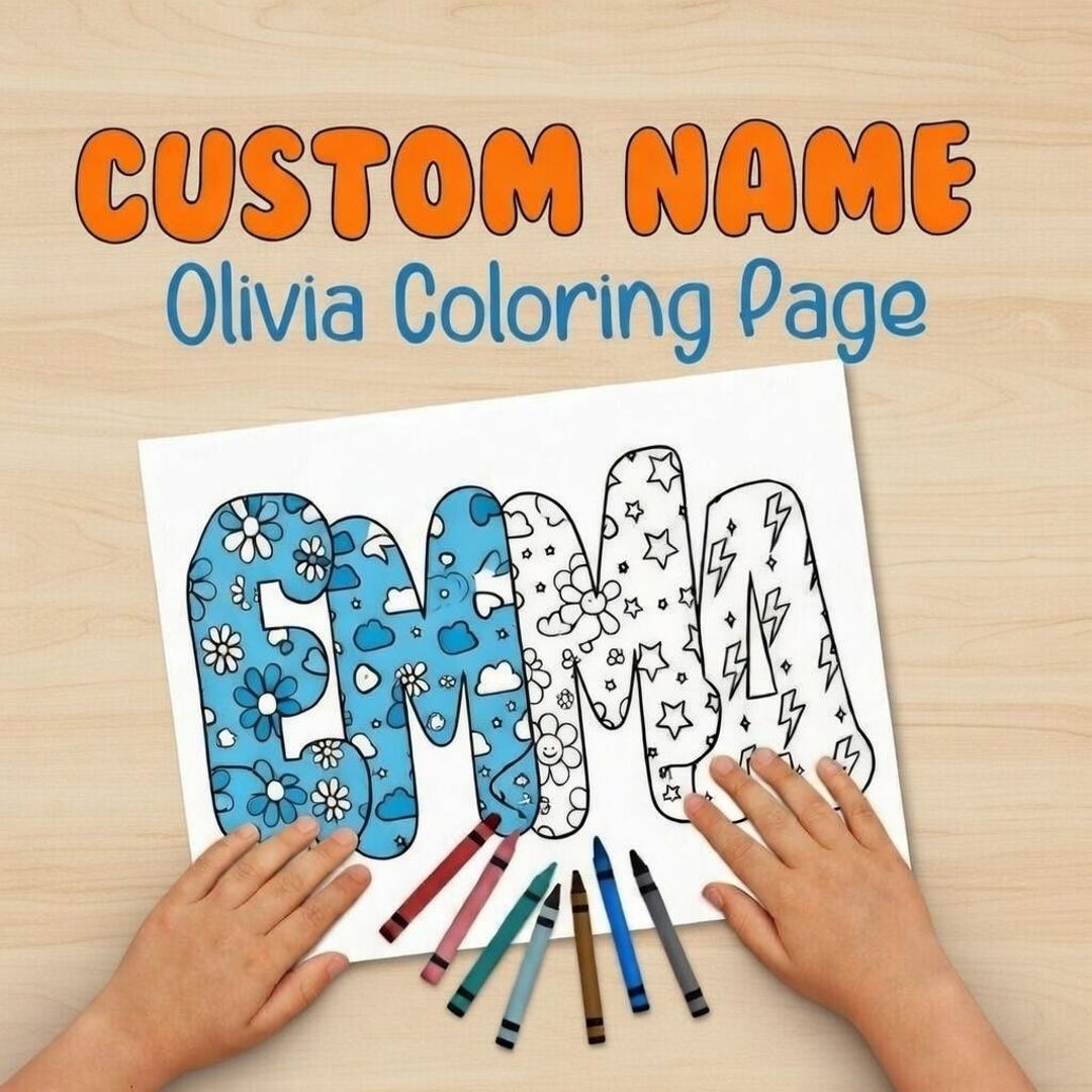 Custom Kids Name Coloring Page Printable – Personalized Gift – Fun ...