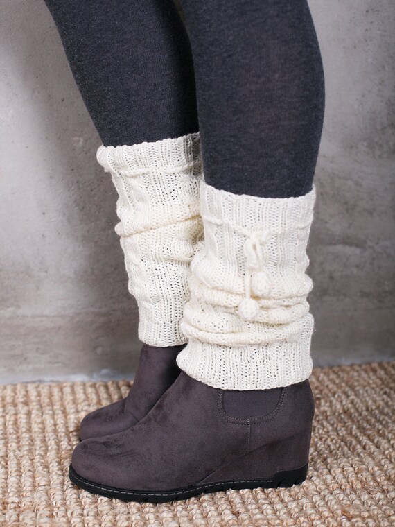 Beaded Crochet Leggings Women Leg Warmer Gifts Knitted Socks Winter Boot Toppers