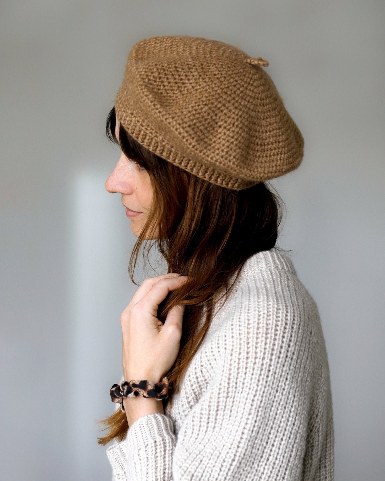 2761 Women Crochet Cotton Newsboy Cap French Style Beret Hat For Vintage Crochet French Beret Pattern | The Ville Beret - Stitchberry main image 2