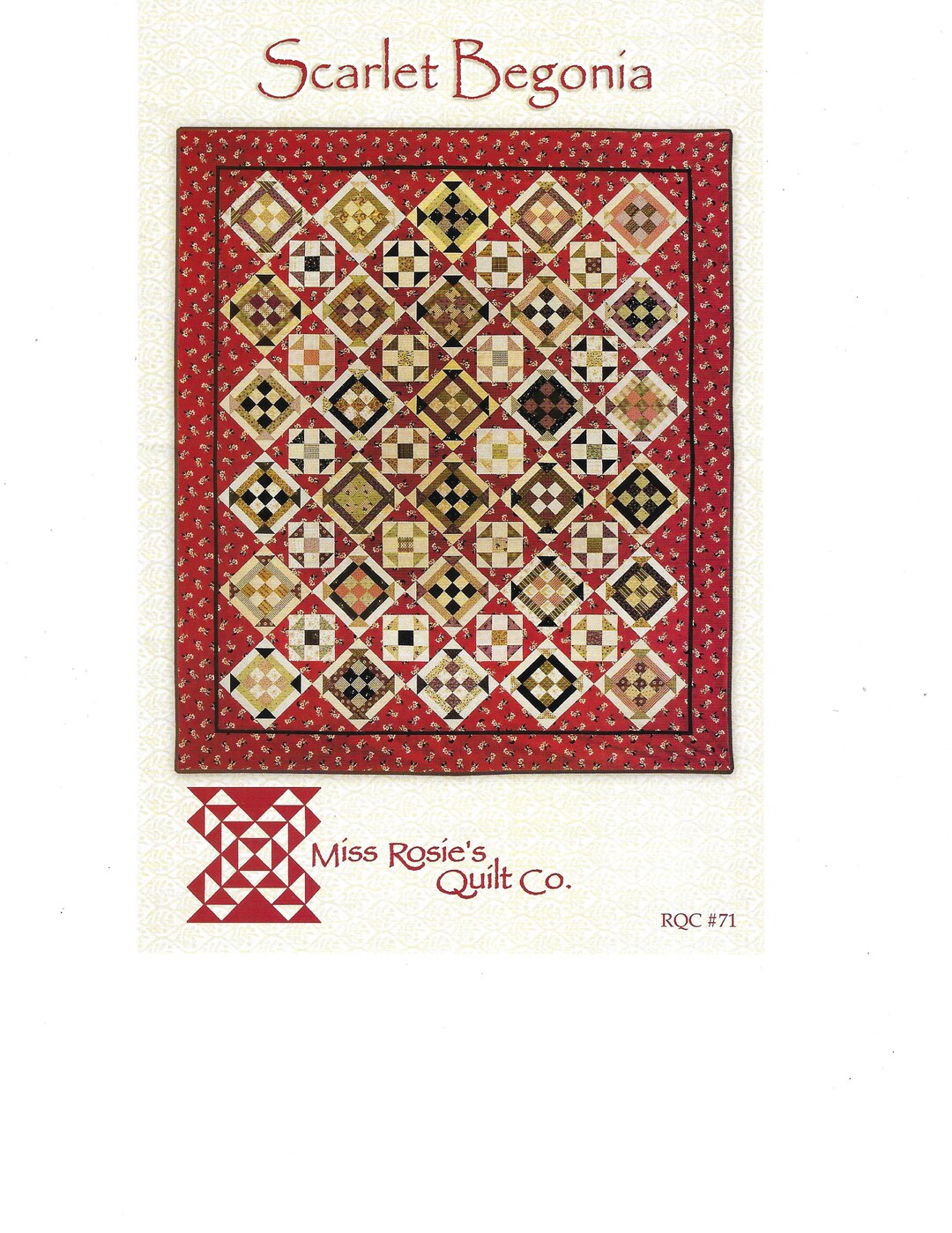 SCARLET BEGONIA Pieced Quilt Pattern Miss Rosie's Quilt Co. Etsy