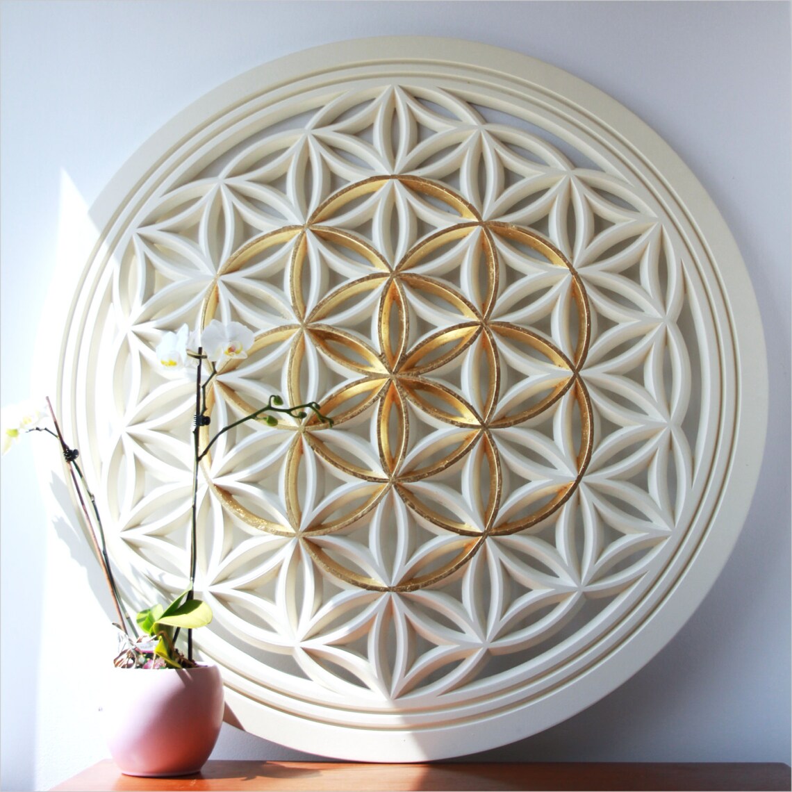 Flower of Life Wall Art Gold Seed of Life - Etsy