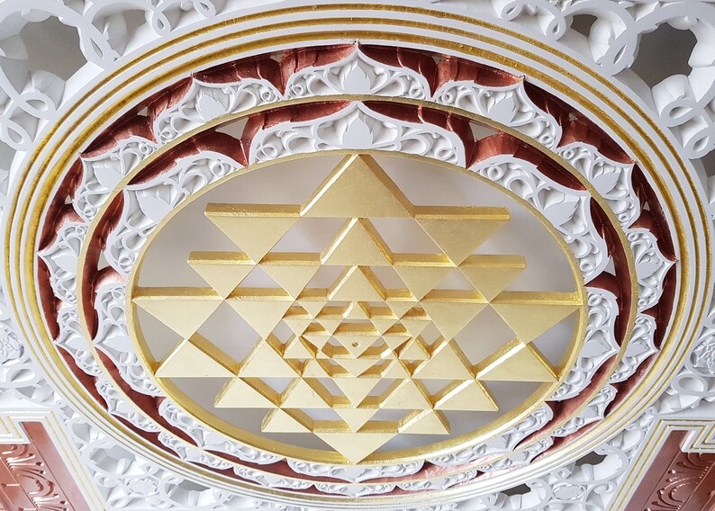 Sri Yantra wall art 48 22k Gold Wood wall decor. Etsy