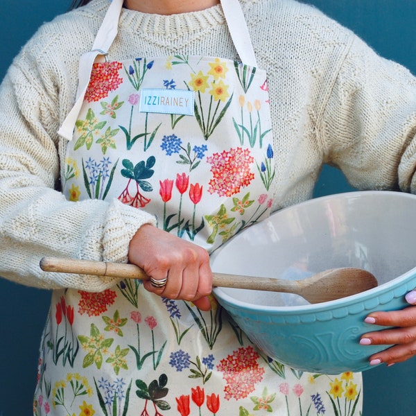 Tablier en toile cirée de fleurs de jardin