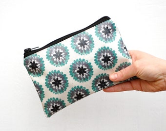 Turquoise Dahlia Oil Cloth Purse