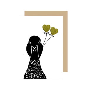 Carte Lino Canard avec Ballons Coeur