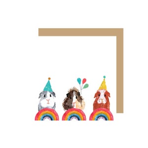 Carte d’anniversaire des cochons d’Inde arc-en-ciel