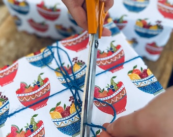 2 Sheets of Fruit Bowl Wrapping Paper