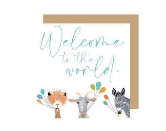Welcome to the World (Blue) Greetings Card