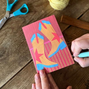 Mustard Cowboy Boots Greetings Card