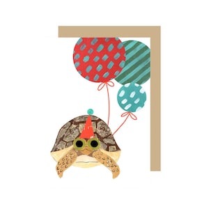 Carte d'anniversaire Tortue avec lunettes de soleil