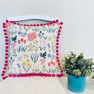 Garden Florals Pom Pom Cushion