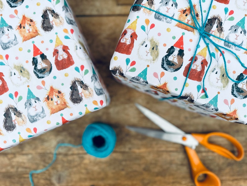 2 Sheets of Party Guinea Pig Wrapping Paper Etsy