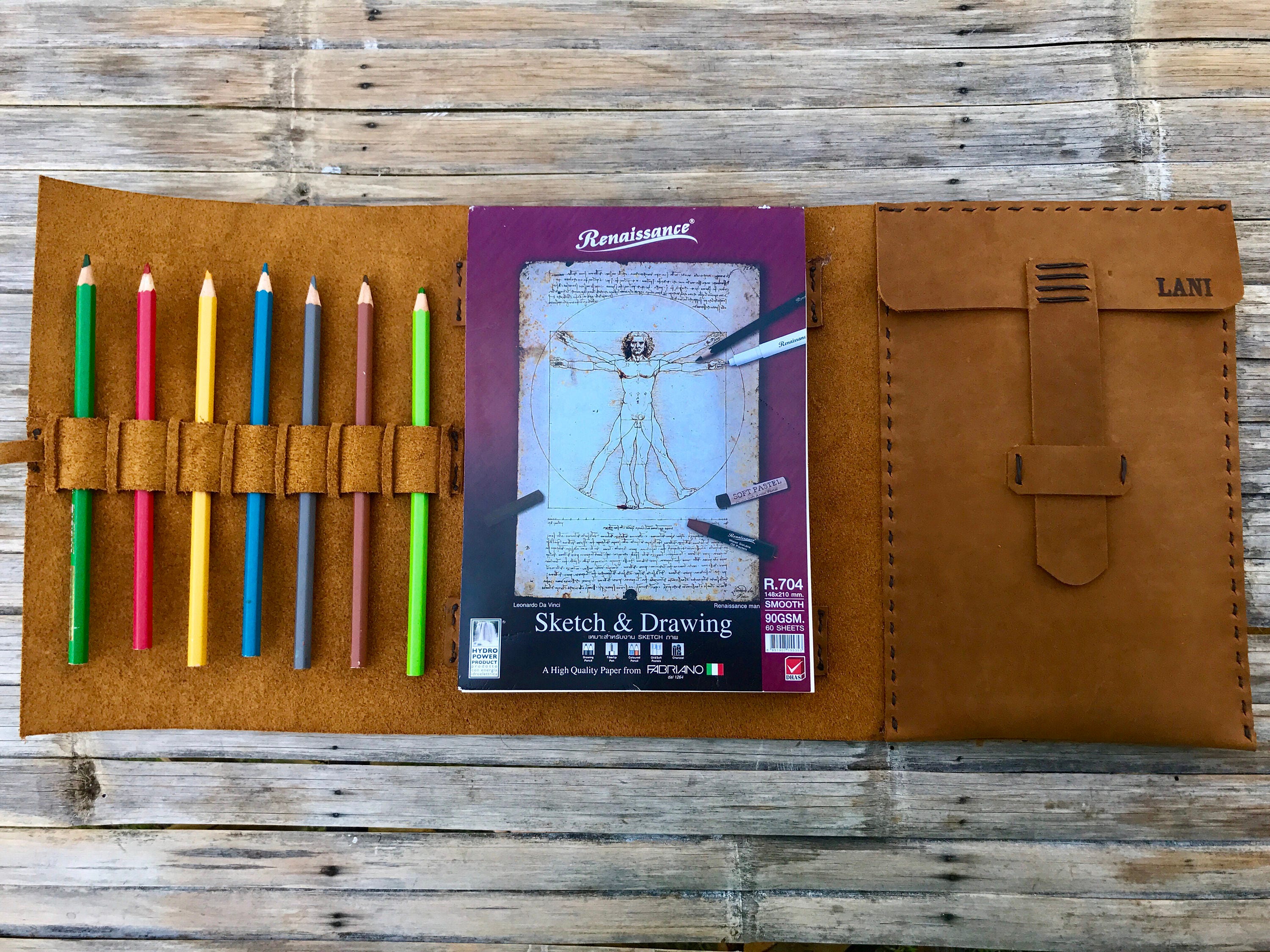 Small Leather Sketchbook // Custom Sketchbook // Small Etsy