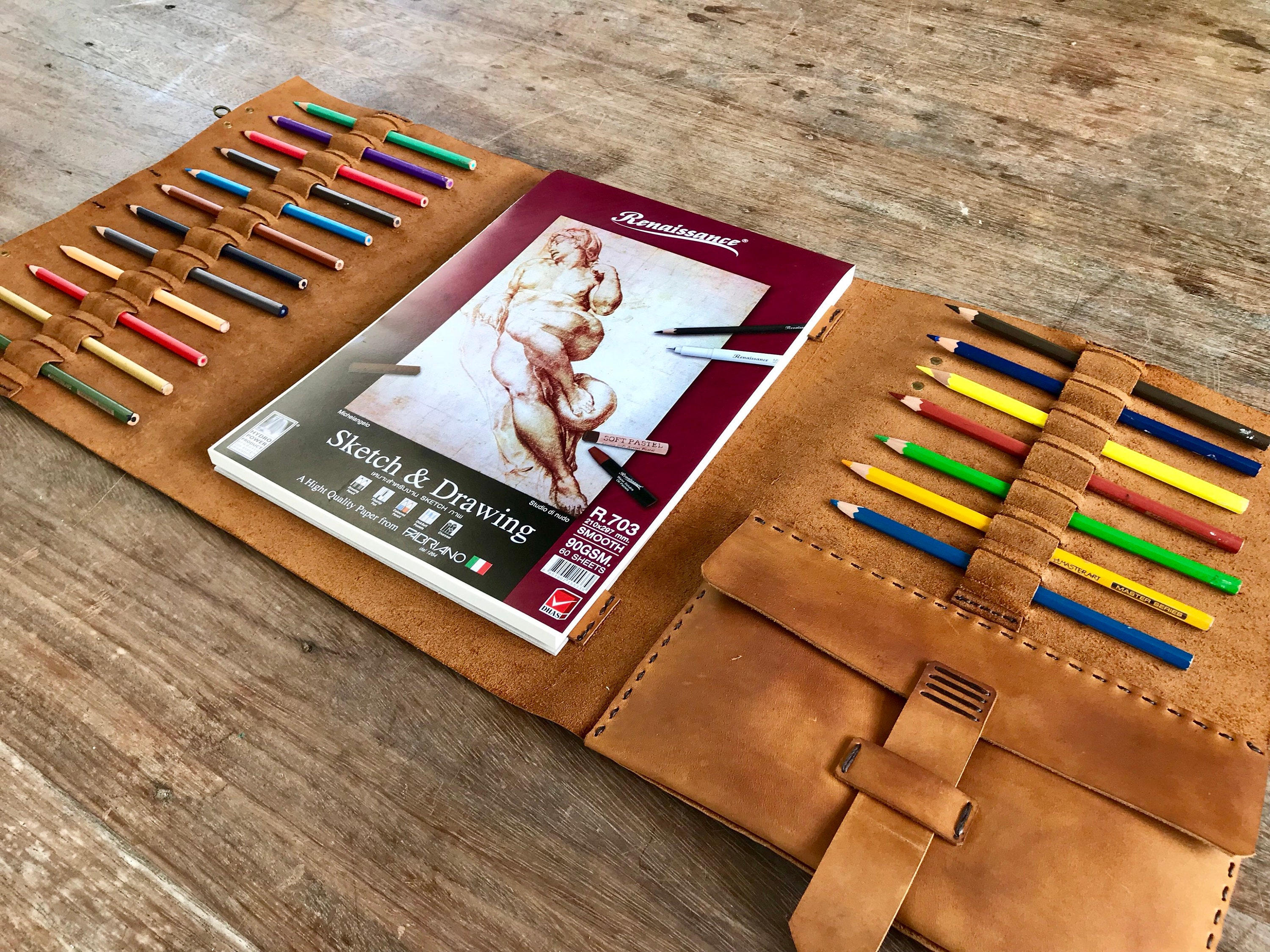 Leather Sketchbook / Large Leather Sketchbook / Refillable Etsy