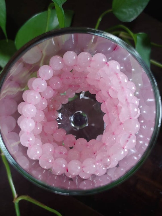 Rose Quartz 8mm Beaded Bracelet 6.5" Natural Gems… - image 5