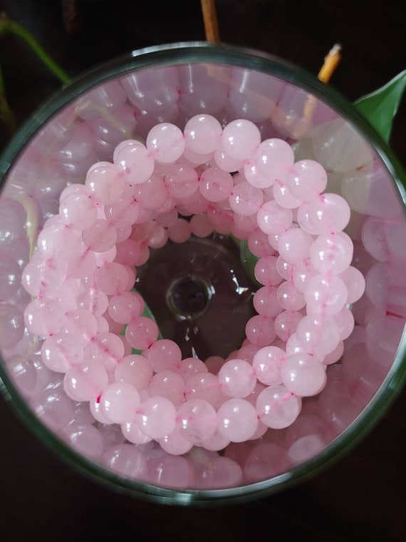 Rose Quartz 8mm Beaded Bracelet 6.5" Natural Gems… - image 9