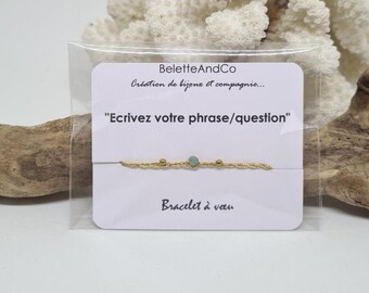 Wish bracelet with message - Write your own personalized message - Stone and hand-braided threads -