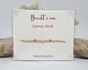 Wish bracelet with message - Merry Christmas - Hand-woven stone and thread -