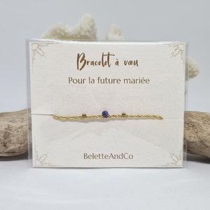 Bracelet à voeu avec message - Pour la future mariée - Pierre au choix et fils tressés à la main -