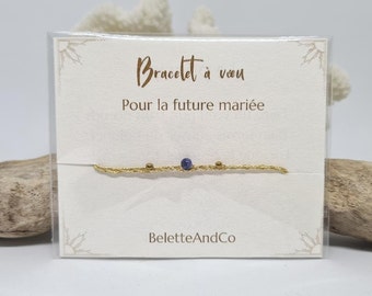 Bracelet à voeu avec message - Pour la future mariée - Pierre au choix et fils tressés à la main -