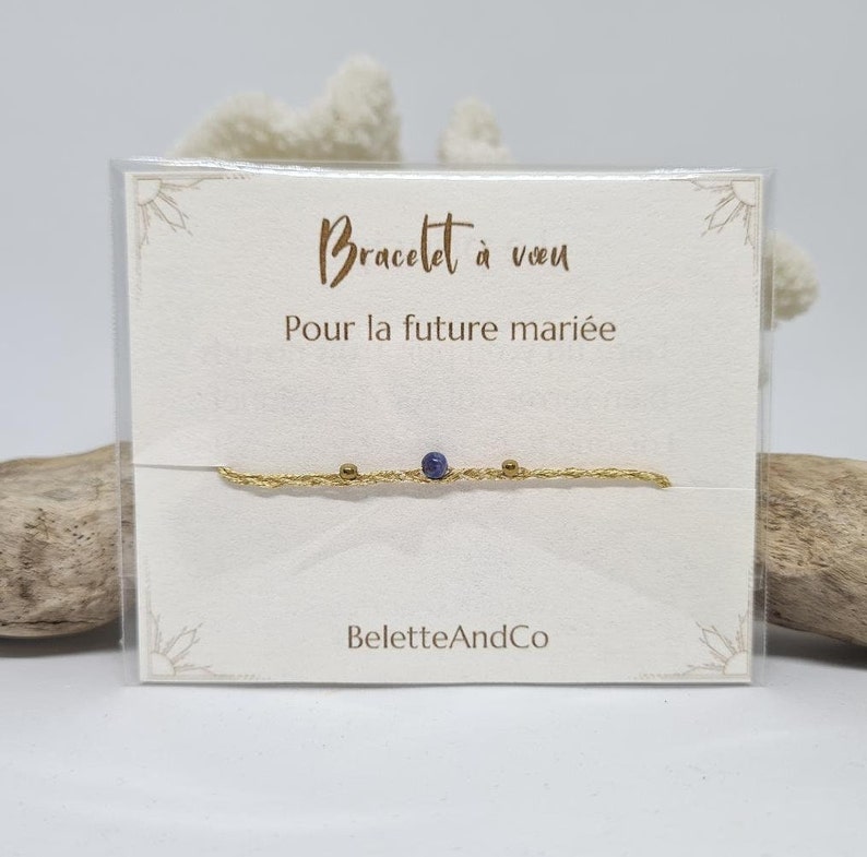 Bracelet à voeu avec message Pour la future mariée Pierre au choix et fils tressés à la main image 1