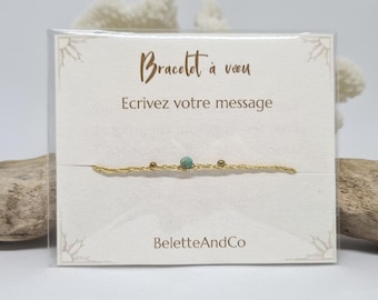 Bracelet à vœu avec message - Ecrivez votre propre message personnalisé - Pierre et fils tressés à la main -