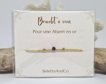 Wish bracelet with message - For an Atsem in gold - Fine stone and hand-braided thread -