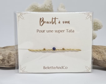 Wish bracelet with message - For a super auntie - Hand-woven stone and thread -