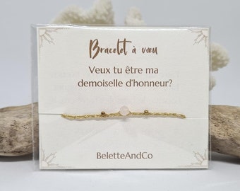 Wish bracelet with message - Do you want to be my bridesmaid - Stone of your choice and hand-woven threads -