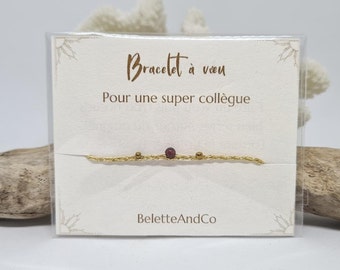Wish bracelet with message - For a great colleague - Hand-woven stone and thread -