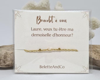 Personalized wish bracelet with first name - (...) do you want to be my bridesmaid? - Stone of your choice and hand-woven threads -