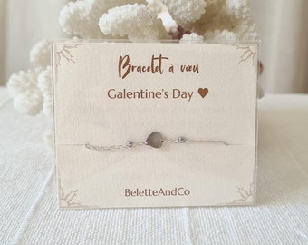 Wish bracelet with message - Galentine's day - Stone of your choice and hand-braided thread -