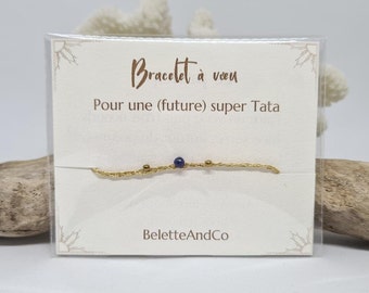 Wish bracelet with message - For a great (future) aunt - Hand-woven stone and thread -