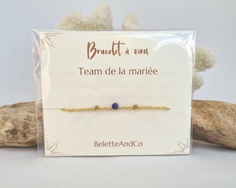 Wish bracelet with message - Team of the bride - Stone of your choice and hand-braided threads -