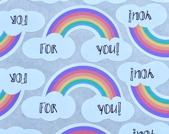 21 Adesivos arco-íris e nuvens personalizados 6,4 cm x 3,2 cm