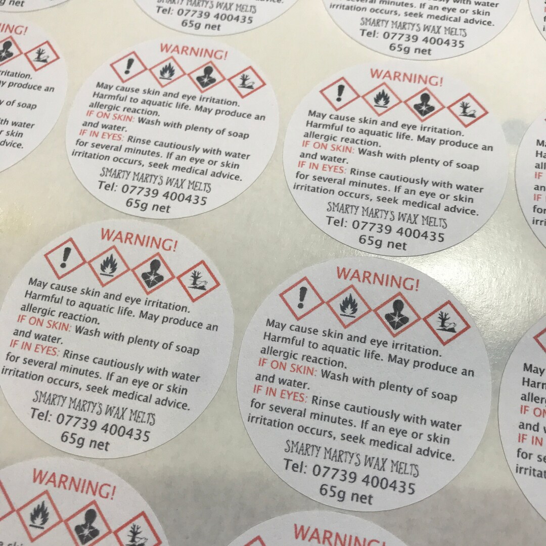 24 Candle Ingredients Safety Labels 4cm Stickers Warnings Etsy