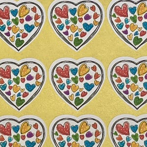 Adesivos divertidos, coloridos, em aquarela, românticos, modernos, em forma de coração