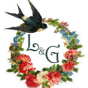 24 stickers hirondelle et fleurs de style victorien