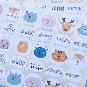 Minidierenstickers van 2,5 cm met tekstballonnen