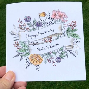 Cartolina botanica vintage anniversario compleanno acquerello